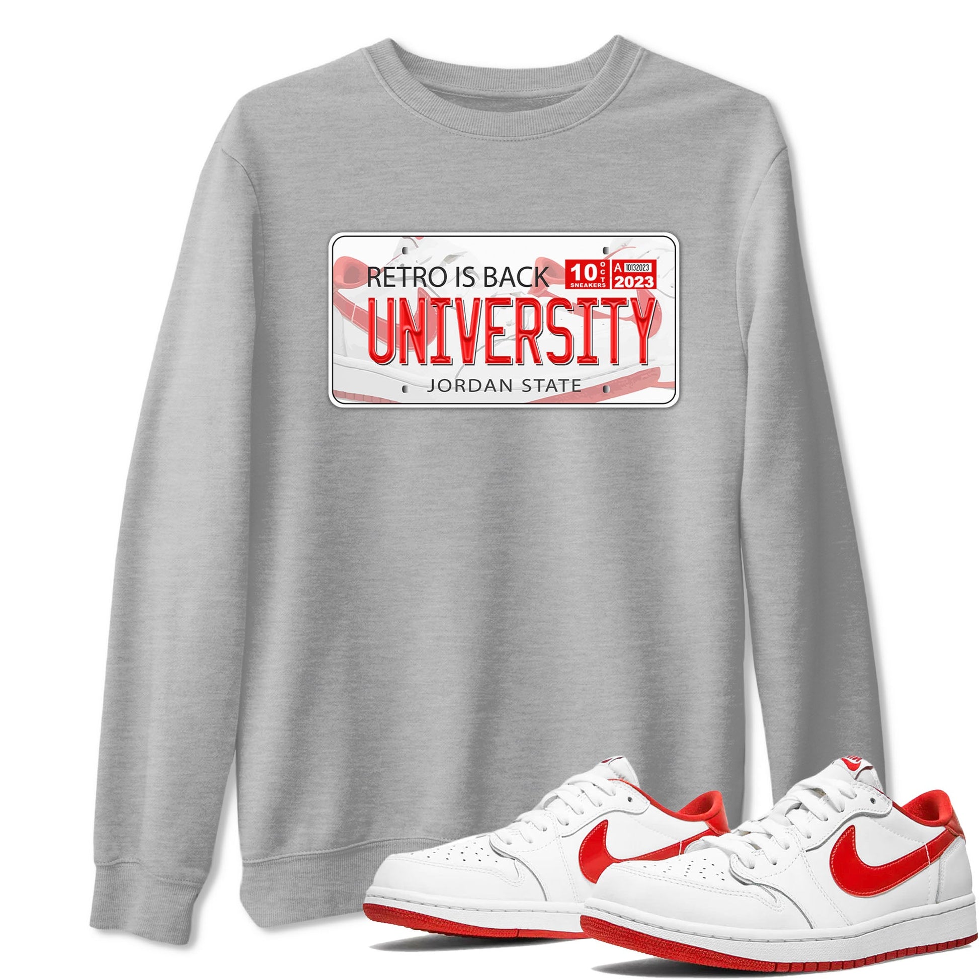1s Low University Red shirt to match jordans Jordan Plate sneaker tees Air Jordan 1 University Red SNRT Sneaker Tees Sneaker Matching Clothing Brand Unisex Sneaker Tee Heather Grey 1 T-Shirt