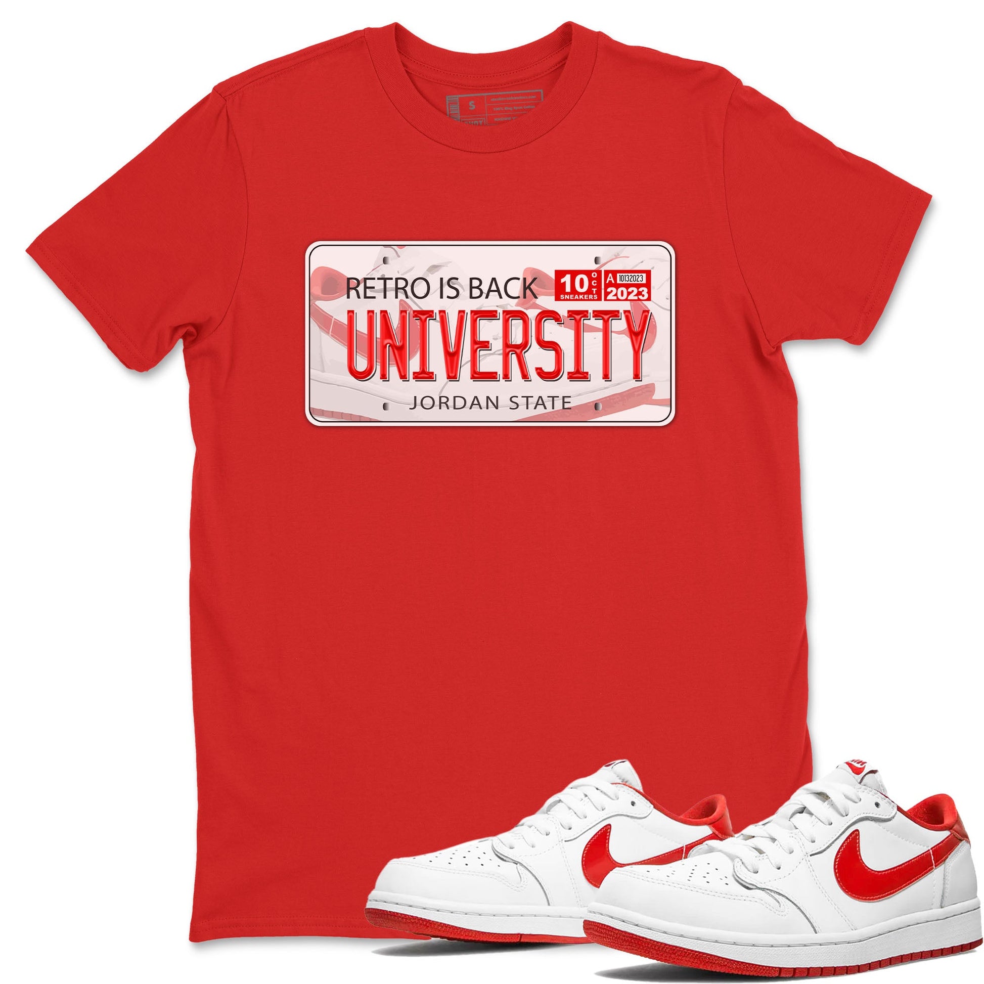 1s Low University Red shirt to match jordans Jordan Plate sneaker tees Air Jordan 1 University Red SNRT Sneaker Tees Sneaker Matching Clothing Brand Unisex Sneaker Tee Red 1 T-Shirt