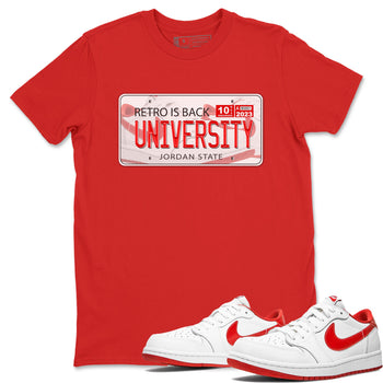1s Low University Red shirt to match jordans Jordan Plate sneaker tees Air Jordan 1 University Red SNRT Sneaker Tees Sneaker Matching Clothing Brand Unisex Sneaker Tee Red 1 T-Shirt