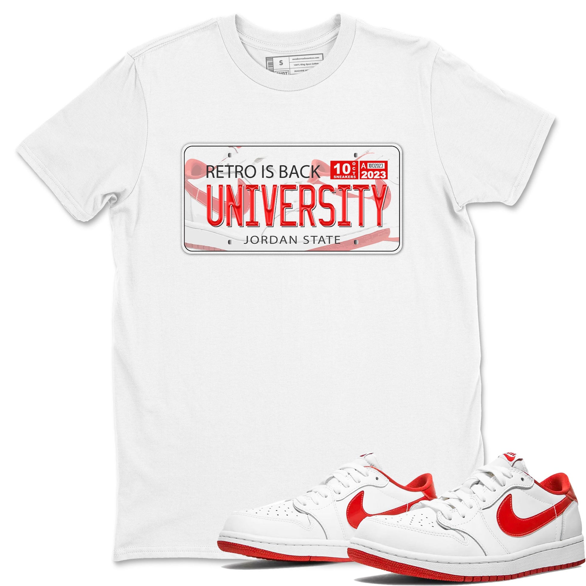 1s Low University Red shirt to match jordans Jordan Plate sneaker tees Air Jordan 1 University Red SNRT Sneaker Tees Sneaker Matching Clothing Brand Unisex Sneaker Tee White 1 T-Shirt