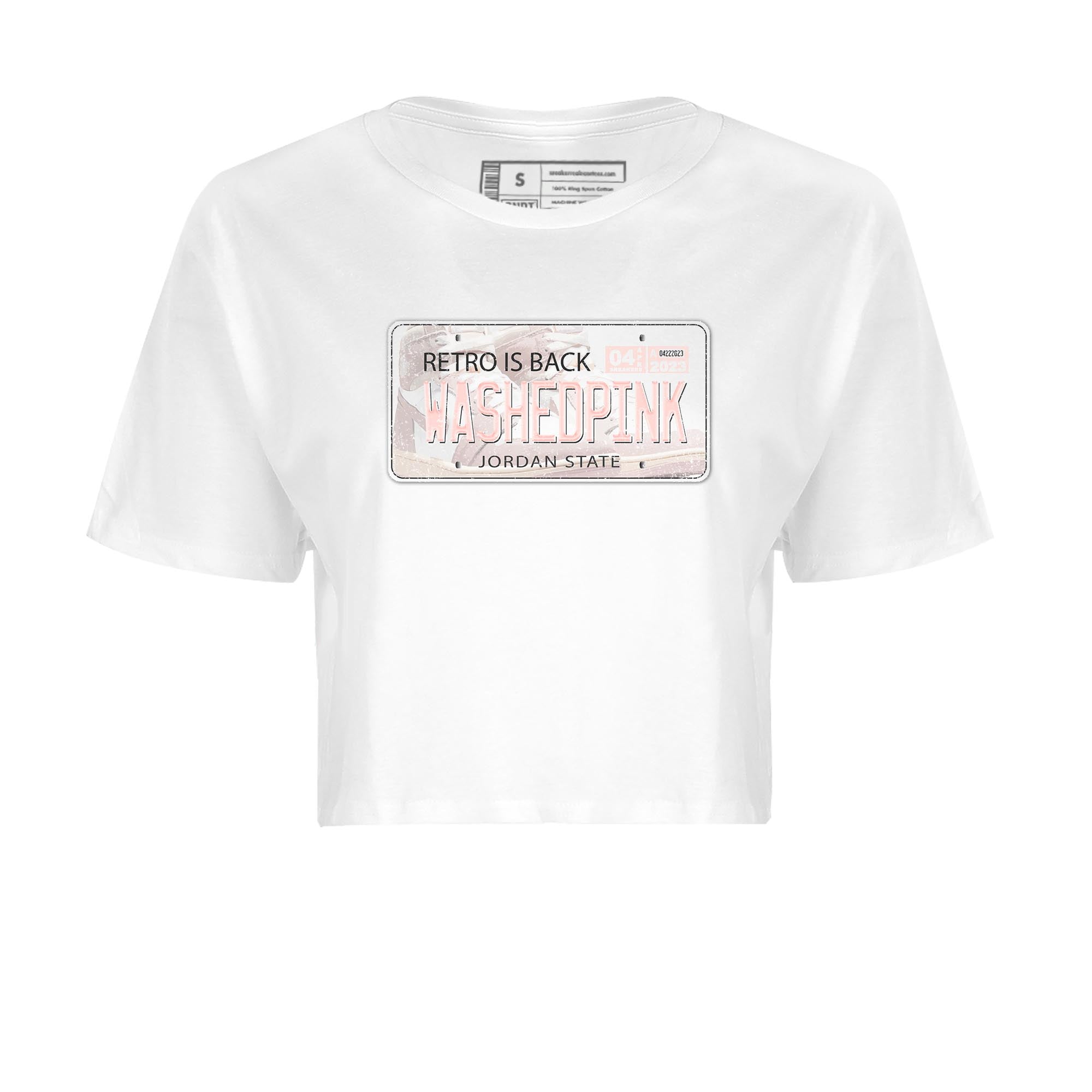 Air Jordan 1 Washed Pink Sneaker Match Tees Jordan Plate Sneaker Tees AJ1 Washed Pink Sneaker Release Tees Women's Shirts White 2