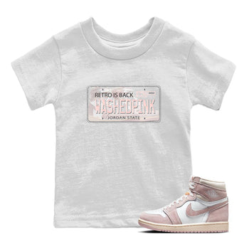 Air Jordan 1 Washed Pink Sneaker Match Tees Jordan Plate Sneaker Tees AJ1 Washed Pink Sneaker Release Tees Kids Shirts White 1