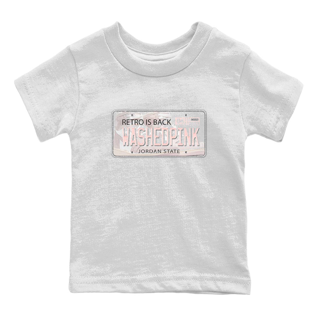 Air Jordan 1 Washed Pink Sneaker Match Tees Jordan Plate Sneaker Tees AJ1 Washed Pink Sneaker Release Tees Kids Shirts White 2