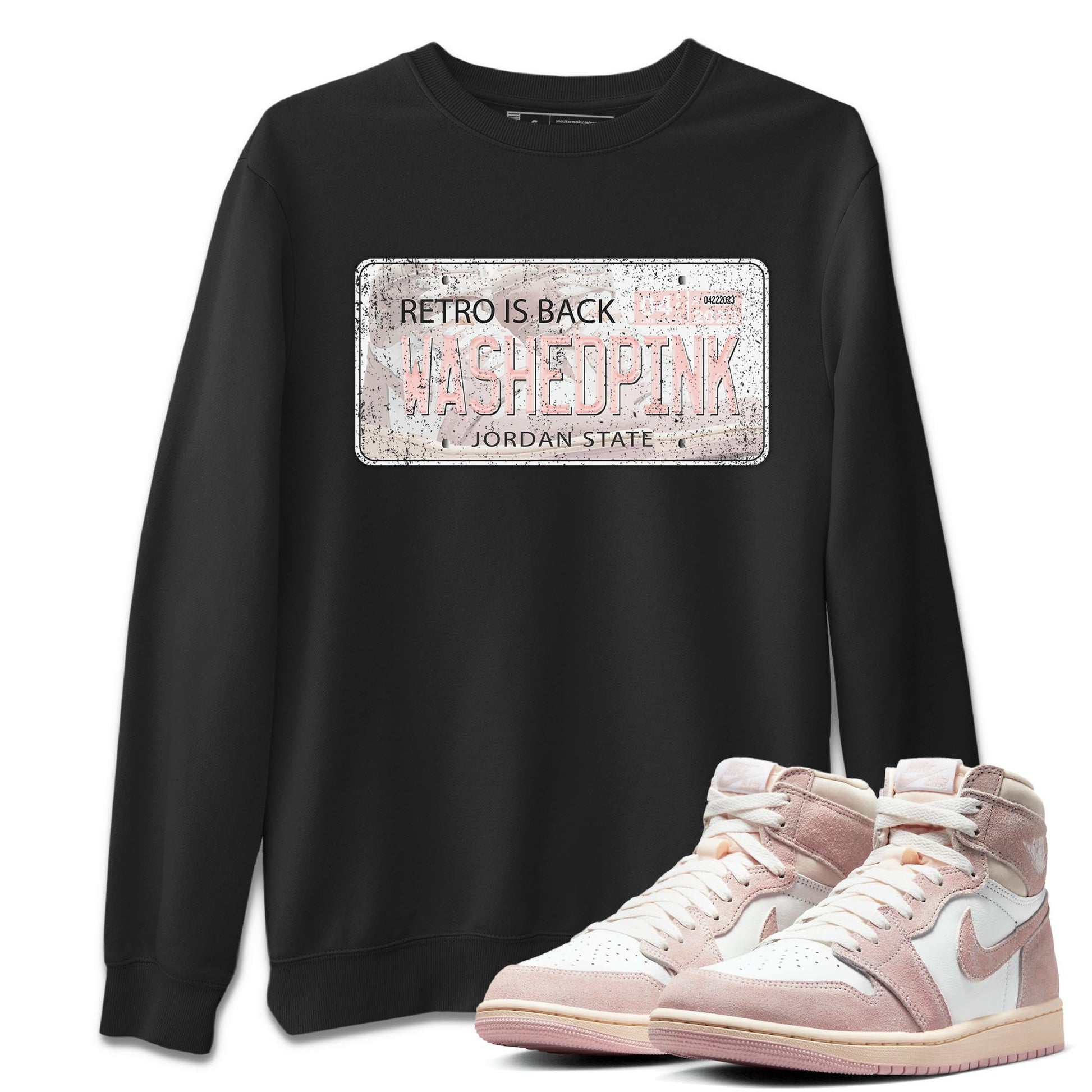 Air Jordan 1 Washed Pink Jordan Plate Crew Neck Sneaker Tees AJ1 Washed Pink Sneaker T-Shirts Washing and Care Tip