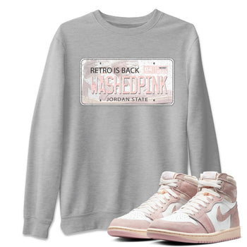 Air Jordan 1 Washed Pink Sneaker Match Tees Jordan Plate Sneaker Tees AJ1 Washed Pink Sneaker Release Tees Unisex Shirts Heather Grey 1