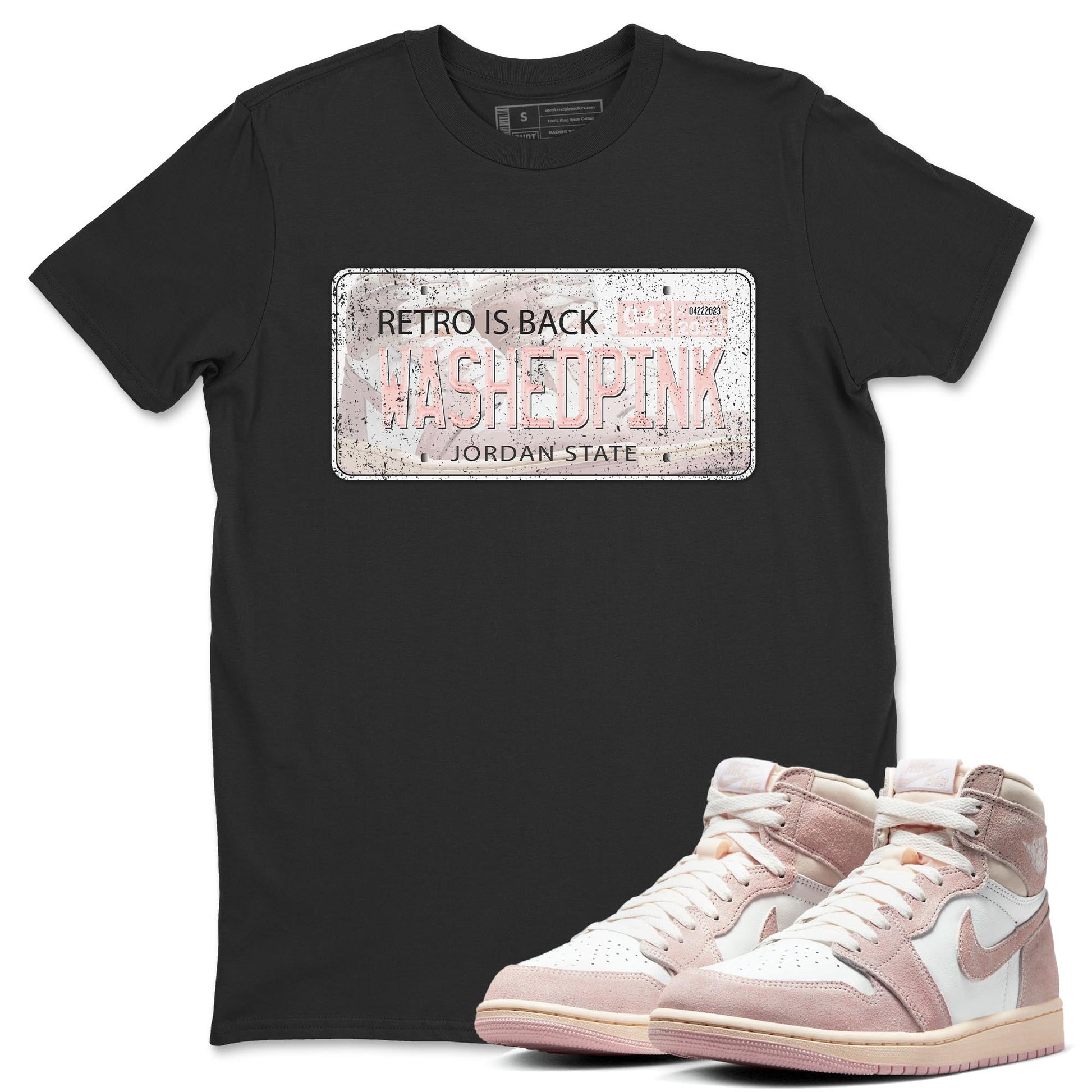 Air Jordan 1 Washed Pink Sneaker Match Tees Jordan Plate Sneaker Tees AJ1 Washed Pink Sneaker Release Tees Unisex Shirts Black 1