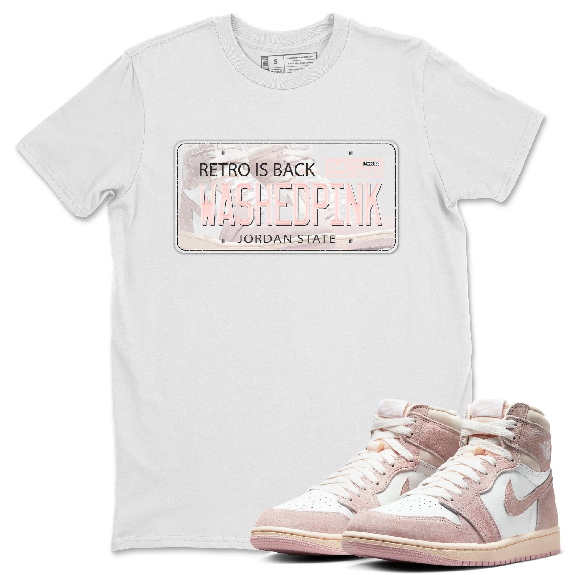 Air Jordan 1 Washed Pink Sneaker Match Tees Jordan Plate Sneaker Tees AJ1 Washed Pink Sneaker Release Tees Unisex Shirts White 1