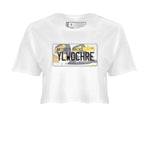 1s Yellow Ochre shirt to match jordans Jordan Plate sneaker tees Air Jordan 1 High OG Yellow Ochre SNRT Sneaker Release Tees White 2 crop length shirt