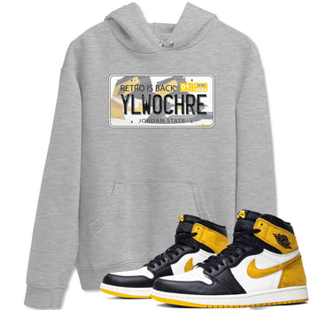 1s Yellow Ochre shirt to match jordans Jordan Plate sneaker tees Air Jordan 1 High OG Yellow Ochre SNRT Sneaker Release Tees unisex cotton Heather Grey 1 crew neck shirt