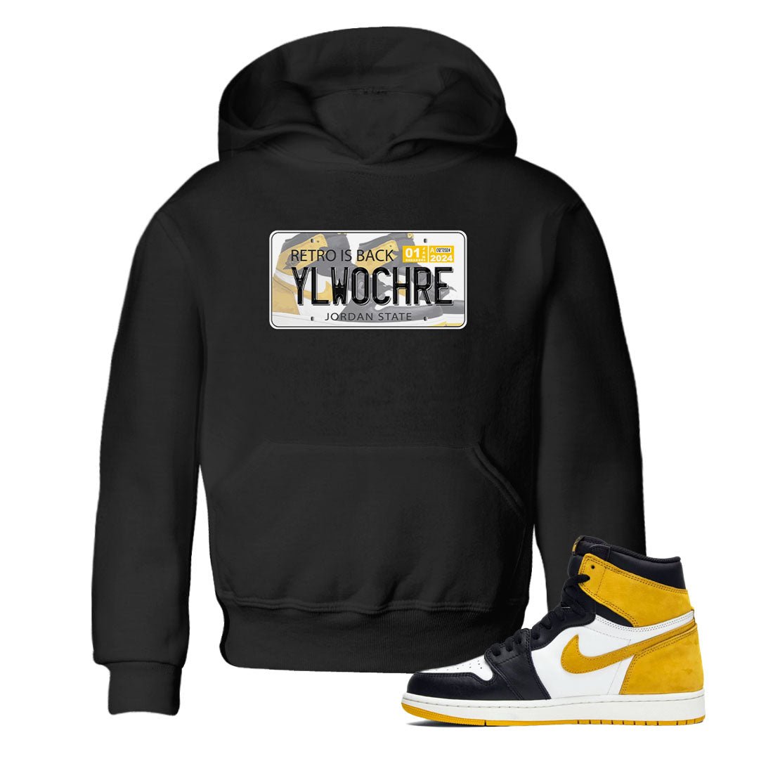 1s Yellow Ochre shirt to match jordans Jordan Plate sneaker tees Air Jordan 1 High OG Yellow Ochre SNRT sneaker release tees baby toddler Black 1 cotton Shirt