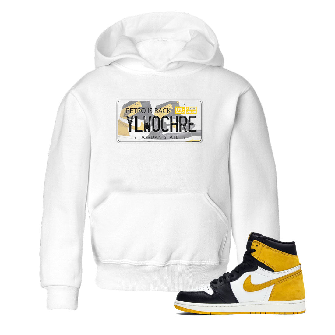 1s Yellow Ochre shirt to match jordans Jordan Plate sneaker tees Air Jordan 1 High OG Yellow Ochre SNRT sneaker release tees baby toddler White 1 cotton Shirt