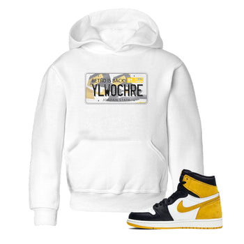 1s Yellow Ochre shirt to match jordans Jordan Plate sneaker tees Air Jordan 1 High OG Yellow Ochre SNRT sneaker release tees baby toddler White 1 cotton Shirt