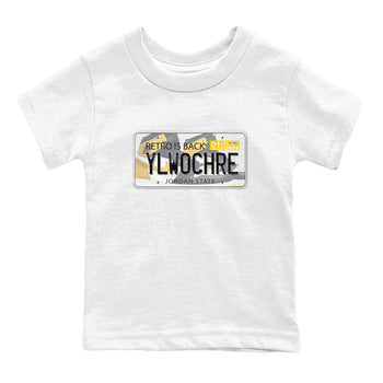 1s Yellow Ochre shirt to match jordans Jordan Plate sneaker tees Air Jordan 1 High OG Yellow Ochre SNRT sneaker release tees baby toddler White 2 cotton Shirt