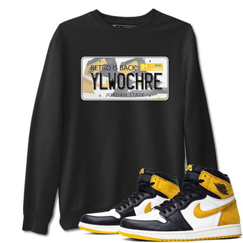 1s Yellow Ochre shirt to match jordans Jordan Plate sneaker tees Air Jordan 1 High OG Yellow Ochre SNRT Sneaker Release Tees unisex cotton Black 1 crew neck shirt