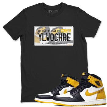 1s Yellow Ochre shirt to match jordans Jordan Plate sneaker tees Air Jordan 1 High OG Yellow Ochre SNRT Sneaker Release Tees unisex cotton Black 1 crew neck shirt
