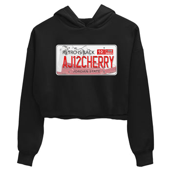 Jordan 12 Retro Cherry shirt to match jordans Varsity Red Jordan Plate special sneaker matching tees 12s Cherry SNRT sneaker tees Black 2 Crop T-Shirt