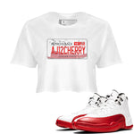 Jordan 12 Retro Cherry shirt to match jordans Varsity Red Jordan Plate special sneaker matching tees 12s Cherry SNRT sneaker tees White 1 Crop T-Shirt