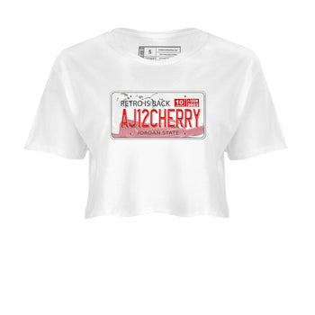Jordan 12 Retro Cherry shirt to match jordans Varsity Red Jordan Plate special sneaker matching tees 12s Cherry SNRT sneaker tees White 2 Crop T-Shirt