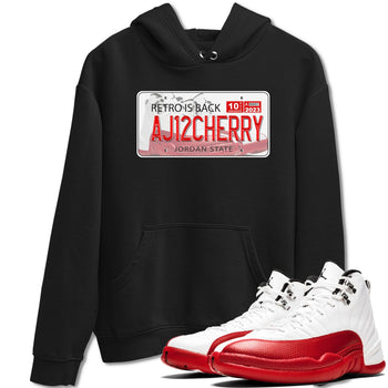 Jordan 12 Retro Cherry shirt to match jordans Varsity Red Jordan Plate special sneaker matching tees 12s Cherry SNRT sneaker tees Unisex Black 1 T-Shirt