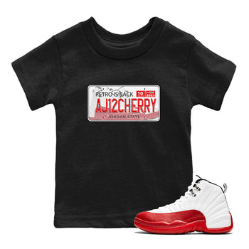 Jordan 12 Retro Cherry shirt to match jordans Varsity Red Jordan Plate special sneaker matching tees 12s Cherry SNRT sneaker tees Baby Toddler Black 1 T-Shirt