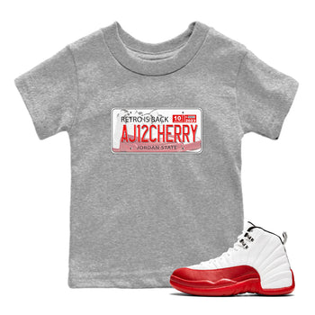 Jordan 12 Retro Cherry shirt to match jordans Varsity Red Jordan Plate special sneaker matching tees 12s Cherry SNRT sneaker tees Baby Toddler Heather Grey 1 T-Shirt