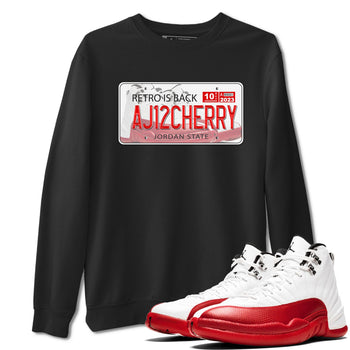 Jordan 12 Retro Cherry shirt to match jordans Varsity Red Jordan Plate special sneaker matching tees 12s Cherry SNRT sneaker tees Unisex Black 1 T-Shirt