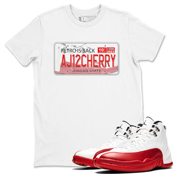 Jordan 12 Retro Cherry shirt to match jordans Varsity Red Jordan Plate special sneaker matching tees 12s Cherry SNRT sneaker tees Unisex White 1 T-Shirt