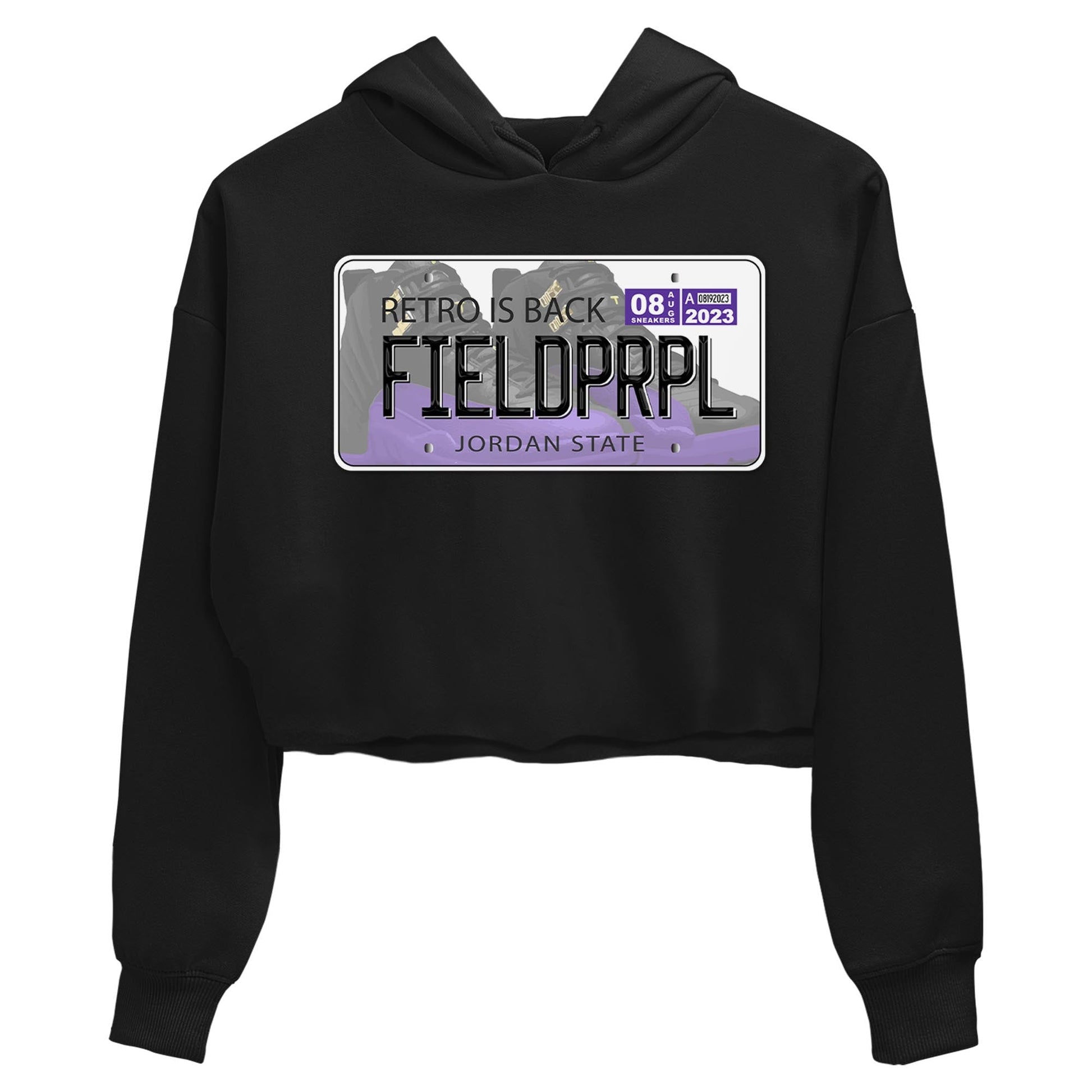 12s Field Purple shirt to match jordans Jordan Plate sneaker tees Air Jordan 12 Field Purple SNRT Sneaker Release Tees Black 2 Crop T-Shirt