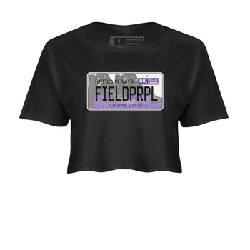 12s Field Purple shirt to match jordans Jordan Plate sneaker tees Air Jordan 12 Field Purple SNRT Sneaker Release Tees Black 2 Crop T-Shirt