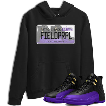 12s Field Purple shirt to match jordans Jordan Plate sneaker tees Air Jordan 12 Field Purple SNRT Sneaker Release Tees Crew Neck Casual Unisex Black 1 T-Shirt