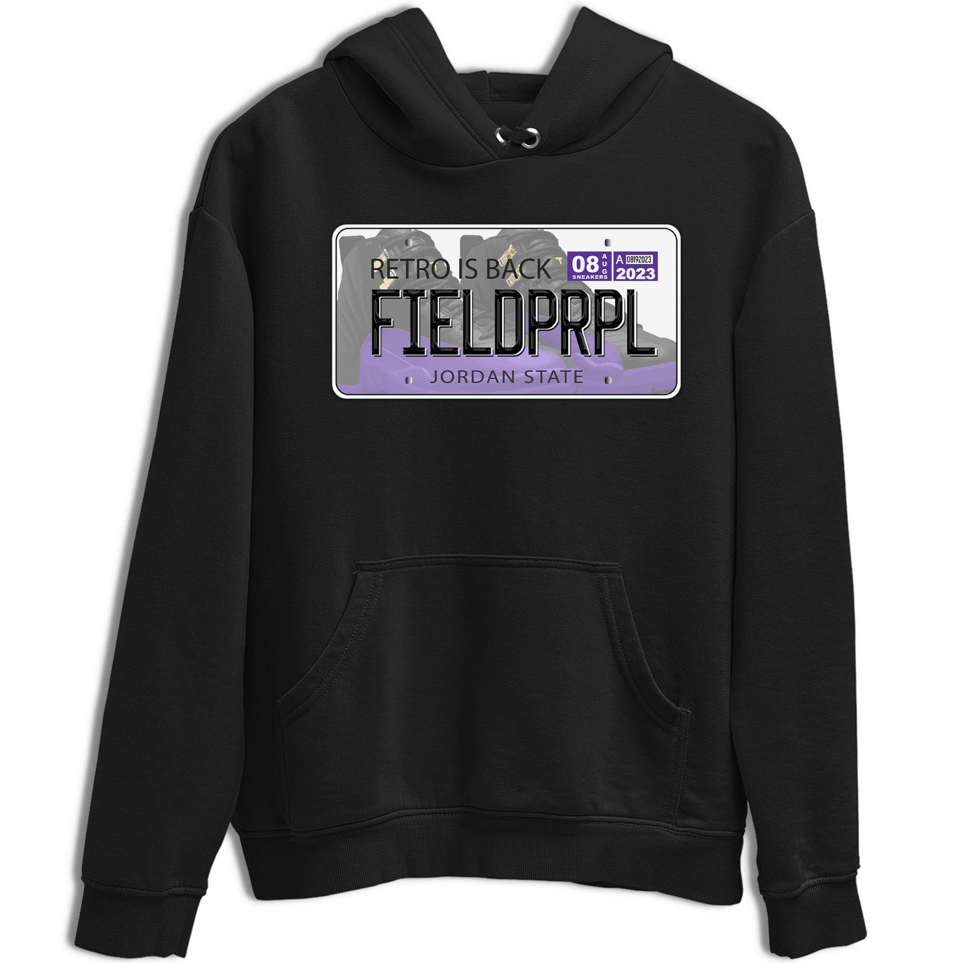 12s Field Purple shirt to match jordans Jordan Plate sneaker tees Air Jordan 12 Field Purple SNRT Sneaker Release Tees Crew Neck Casual Unisex Black 2 T-Shirt