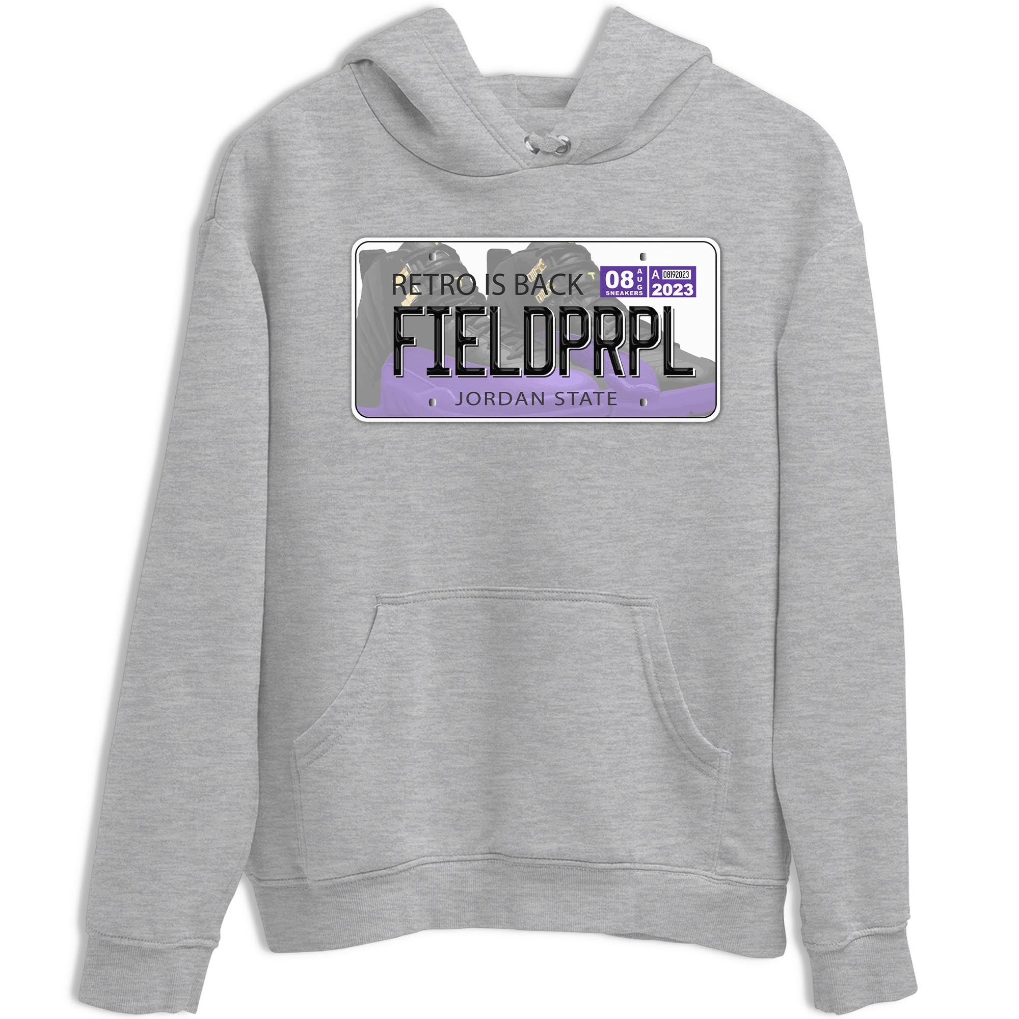 12s Field Purple shirt to match jordans Jordan Plate sneaker tees Air Jordan 12 Field Purple SNRT Sneaker Release Tees Crew Neck Casual Unisex Heather Grey 2 T-Shirt