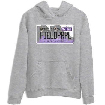 12s Field Purple shirt to match jordans Jordan Plate sneaker tees Air Jordan 12 Field Purple SNRT Sneaker Release Tees Crew Neck Casual Unisex Heather Grey 2 T-Shirt