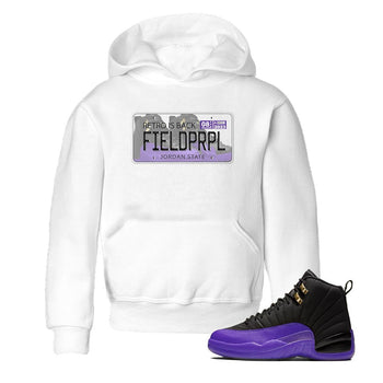 12s Field Purple shirt to match jordans Jordan Plate sneaker tees Air Jordan 12 Field Purple SNRT Sneaker Release Tees Baby Toddler White 1 T-Shirt