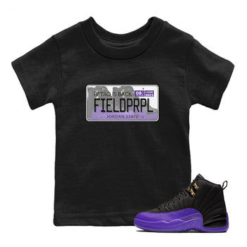 12s Field Purple shirt to match jordans Jordan Plate sneaker tees Air Jordan 12 Field Purple SNRT Sneaker Release Tees Baby Toddler Black 1 T-Shirt
