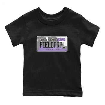 12s Field Purple shirt to match jordans Jordan Plate sneaker tees Air Jordan 12 Field Purple SNRT Sneaker Release Tees Baby Toddler Black 2 T-Shirt