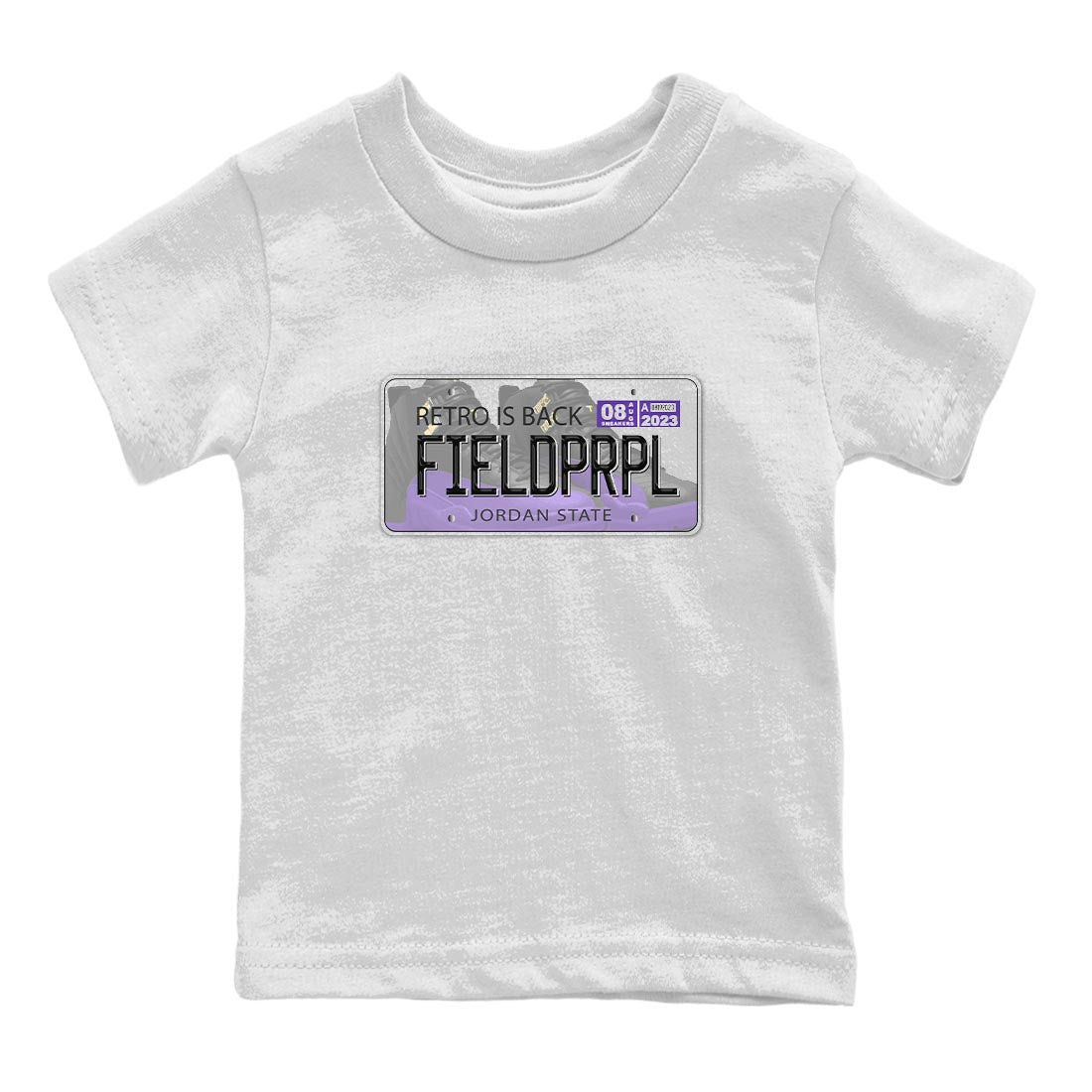 12s Field Purple shirt to match jordans Jordan Plate sneaker tees Air Jordan 12 Field Purple SNRT Sneaker Release Tees Baby Toddler White 2 T-Shirt