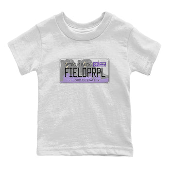 12s Field Purple shirt to match jordans Jordan Plate sneaker tees Air Jordan 12 Field Purple SNRT Sneaker Release Tees Baby Toddler White 2 T-Shirt
