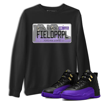 12s Field Purple shirt to match jordans Jordan Plate sneaker tees Air Jordan 12 Field Purple SNRT Sneaker Release Tees Crew Neck Casual Unisex Black 1 T-Shirt