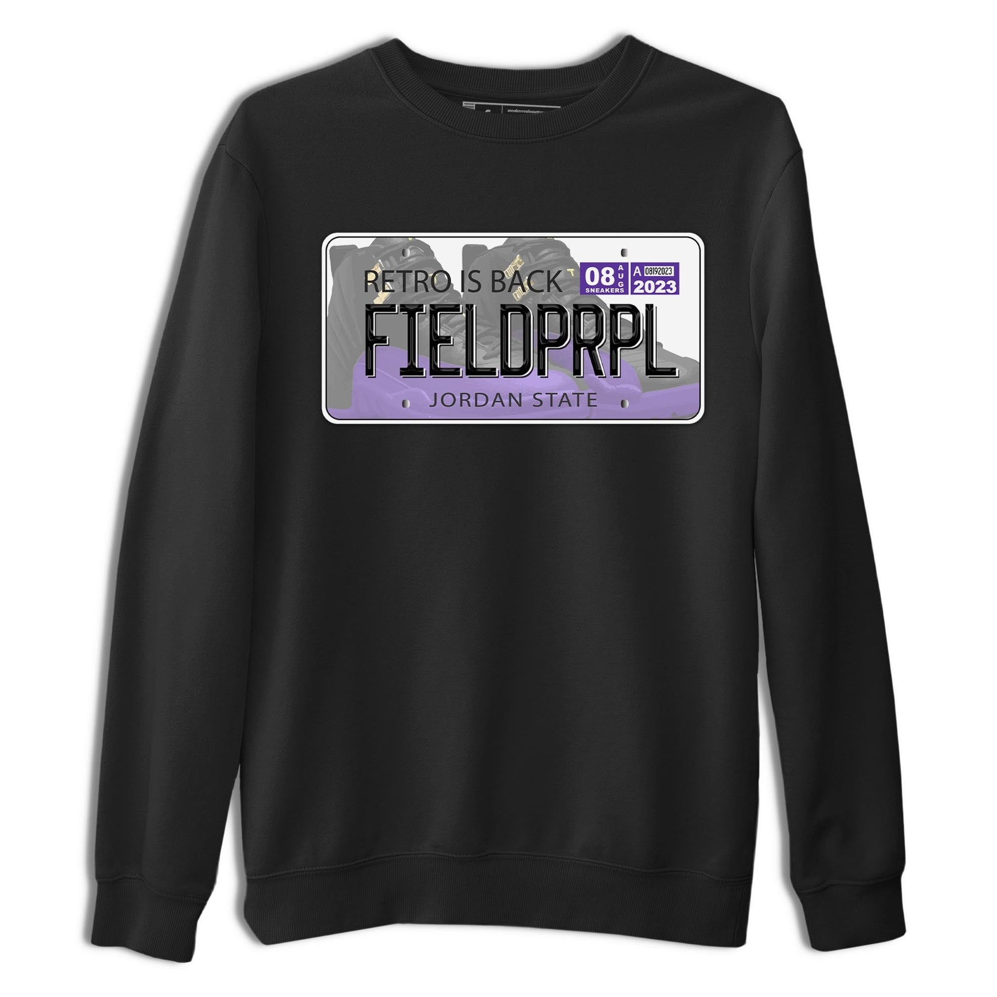 12s Field Purple shirt to match jordans Jordan Plate sneaker tees Air Jordan 12 Field Purple SNRT Sneaker Release Tees Crew Neck Casual Unisex Black 2 T-Shirt