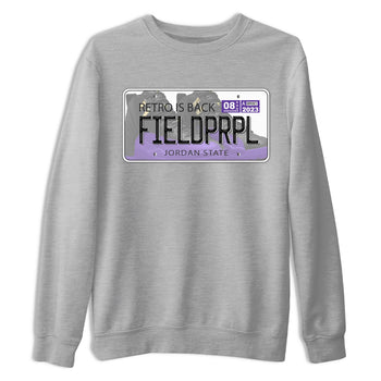 12s Field Purple shirt to match jordans Jordan Plate sneaker tees Air Jordan 12 Field Purple SNRT Sneaker Release Tees Crew Neck Casual Unisex Heather Grey 2 T-Shirt