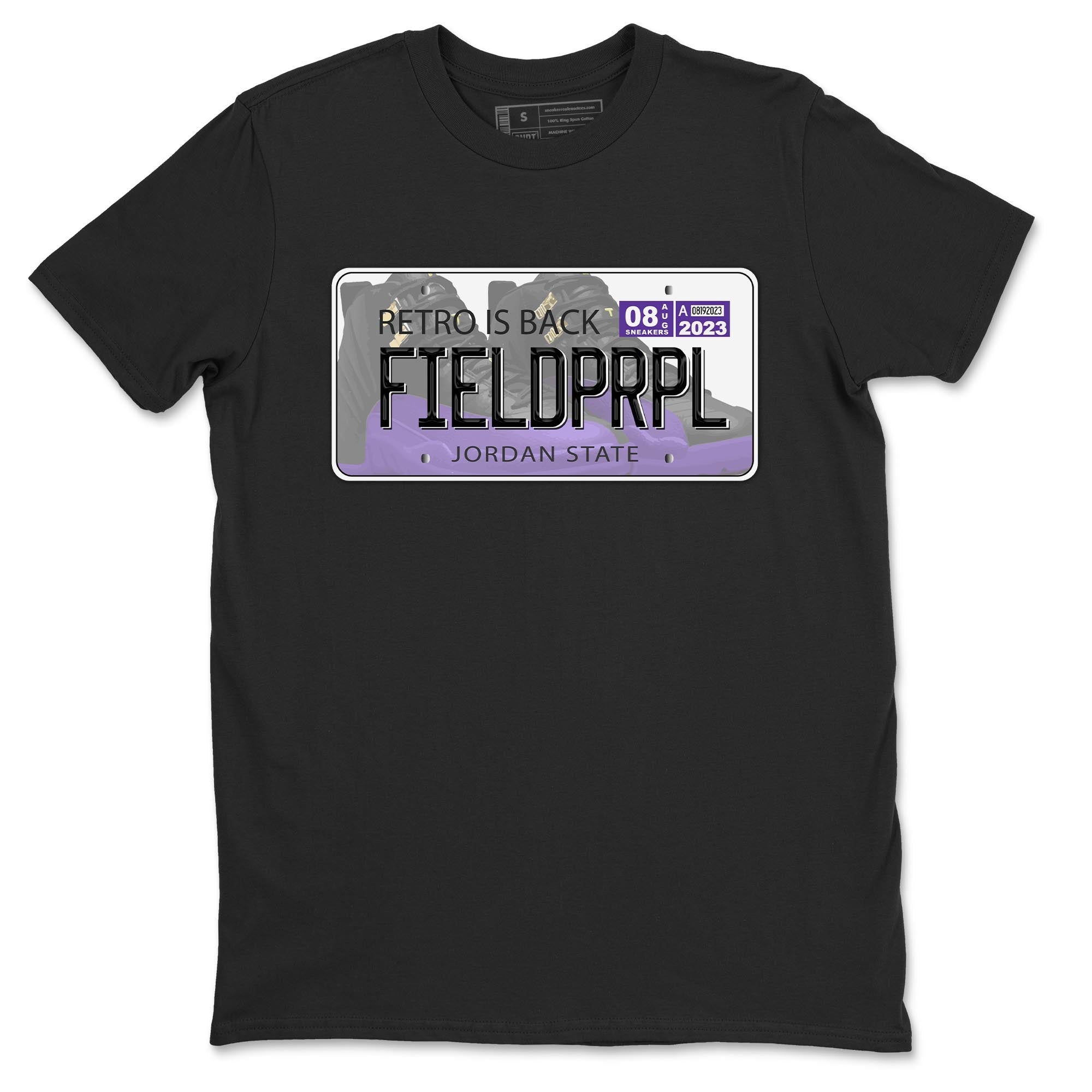 12s Field Purple shirt to match jordans Jordan Plate sneaker tees Air Jordan 12 Field Purple SNRT Sneaker Release Tees Crew Neck Casual Unisex Black 2 T-Shirt
