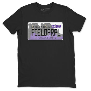 12s Field Purple shirt to match jordans Jordan Plate sneaker tees Air Jordan 12 Field Purple SNRT Sneaker Release Tees Crew Neck Casual Unisex Black 2 T-Shirt