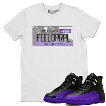 12s Field Purple shirt to match jordans Jordan Plate sneaker tees Air Jordan 12 Field Purple SNRT Sneaker Release Tees Crew Neck Casual Unisex White 1 T-Shirt