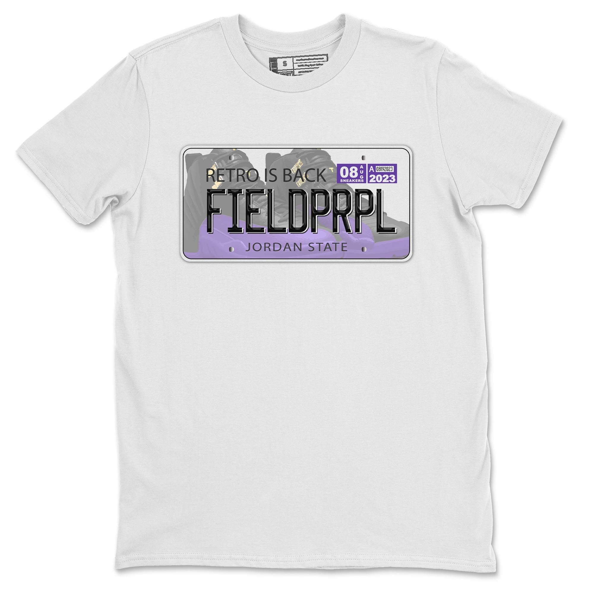 12s Field Purple shirt to match jordans Jordan Plate sneaker tees Air Jordan 12 Field Purple SNRT Sneaker Release Tees Crew Neck Casual Unisex White 2 T-Shirt