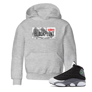 Air Jordan 13 Black Flint Sneaker Match Tees Jordan Plate Sneaker Tees AJ 13s Black Flint Sneaker Release Tees Kids Shirts Heather Grey 1