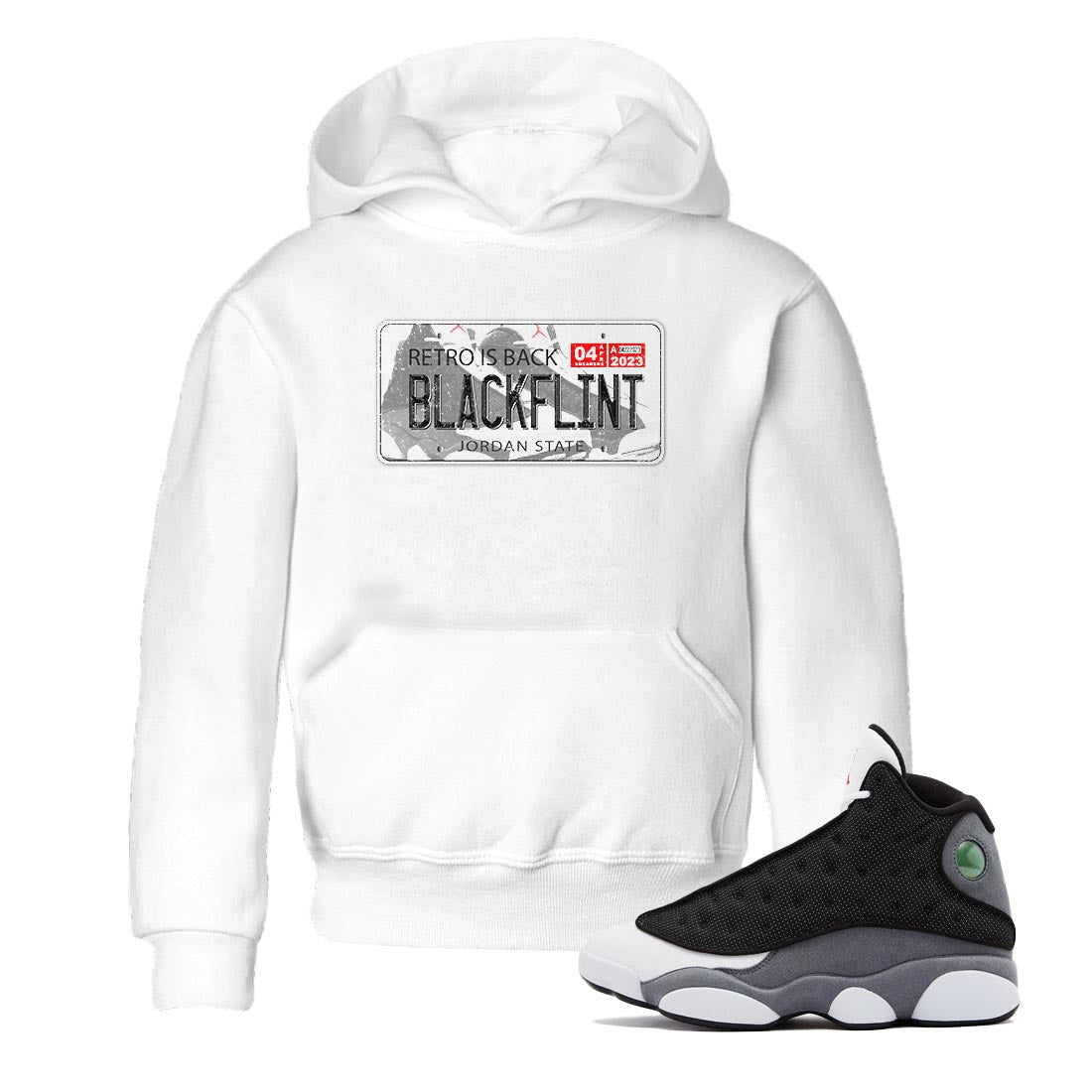 Air Jordan 13 Black Flint Sneaker Match Tees Jordan Plate Sneaker Tees AJ 13s Black Flint Sneaker Release Tees Kids Shirts White 1