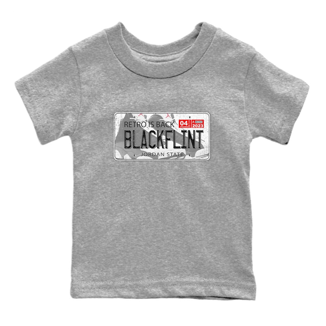 Air Jordan 13 Black Flint Sneaker Match Tees Jordan Plate Sneaker Tees AJ 13s Black Flint Sneaker Release Tees Kids Shirts Heather Grey 2