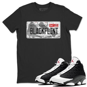 Air Jordan 13 Black Flint Sneaker Match Tees Jordan Plate Sneaker Tees AJ 13s Black Flint Sneaker Release Tees Unisex Shirts Black 1