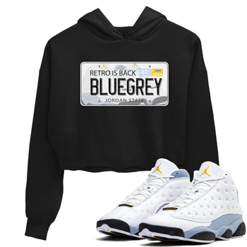 13s Blue Grey shirt to match jordans Jordan Plate sneaker tees Air Jordan 13 Blue Grey SNRT Sneaker Release Tees Black 1 crop length shirt